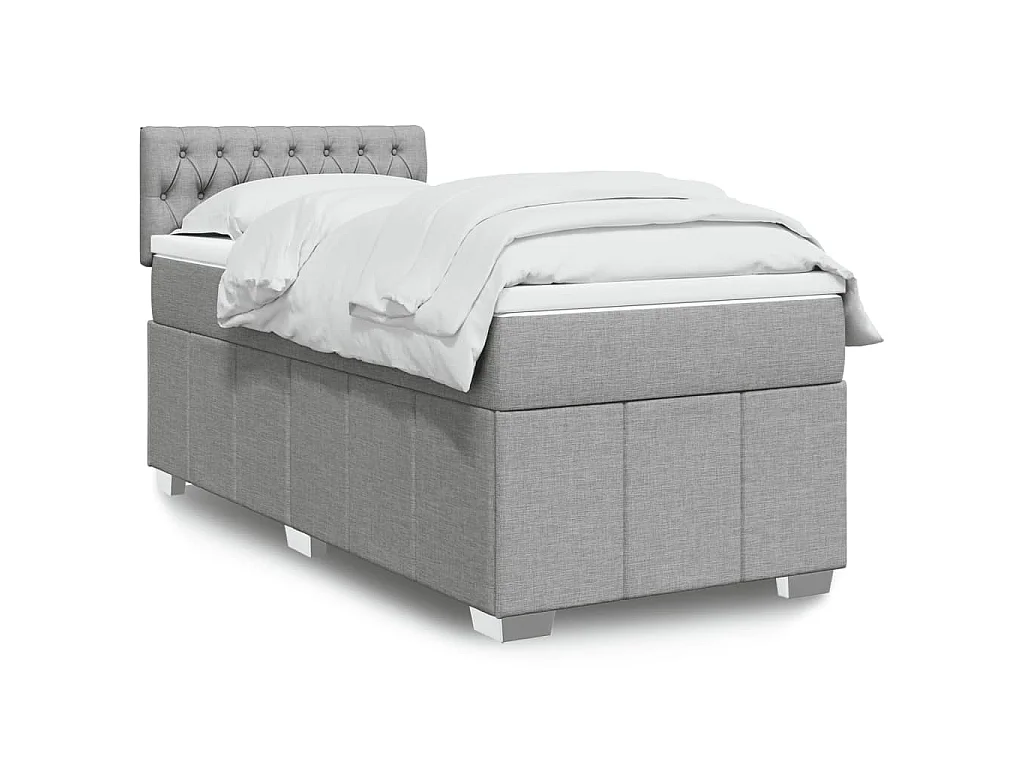 Giroletto a Molle con Materasso Grigio Chiaro 90x190 cm Tessuto