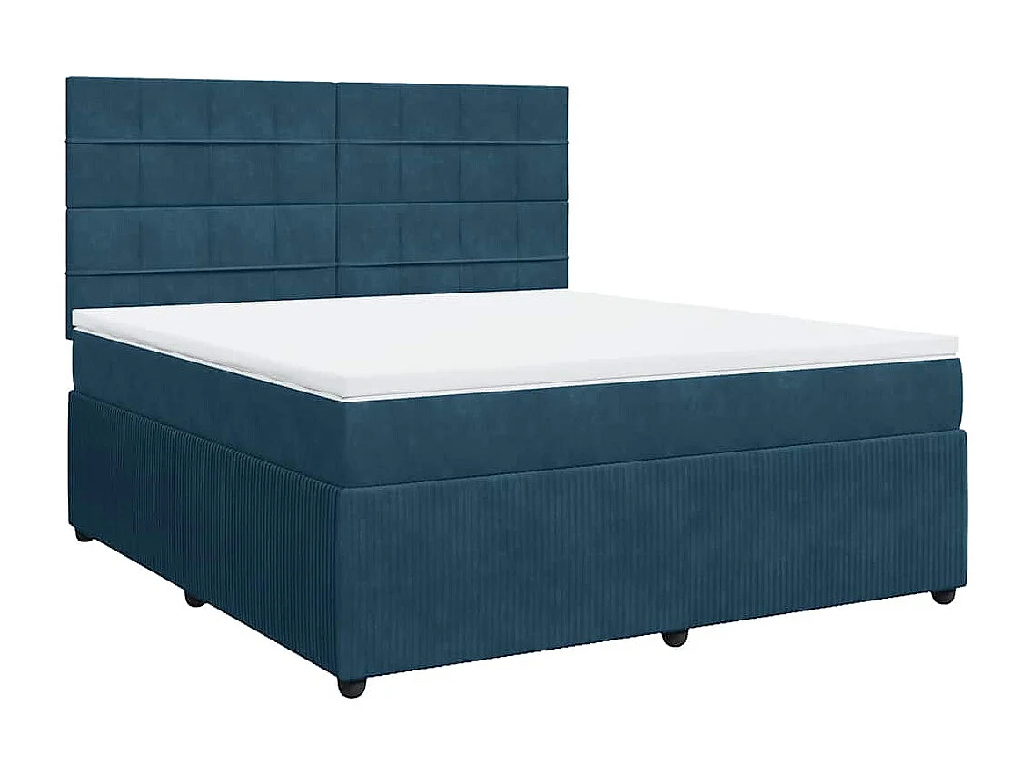 Giroletto a Molle con Materasso Blu Scuro 180x200 cm in Velluto