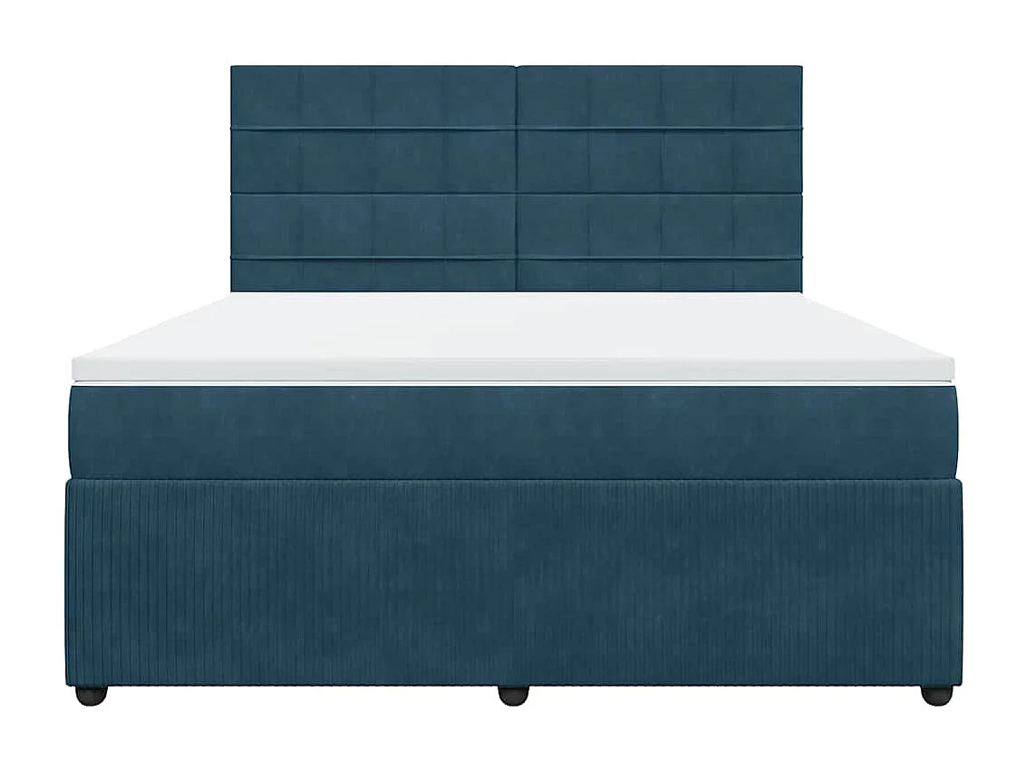 Giroletto a Molle con Materasso Blu Scuro 180x200 cm in Velluto