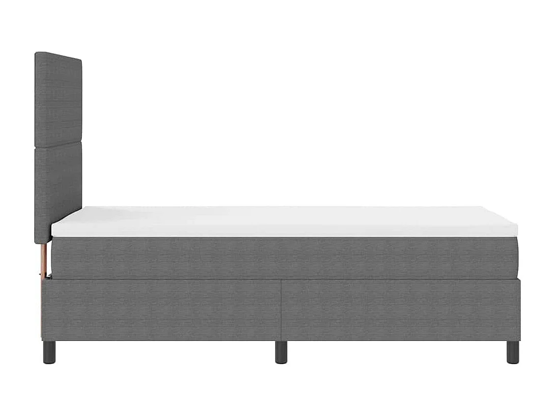 Boxspringbett Hellgrau und Weiß 90 x 190 cm Cordstoff