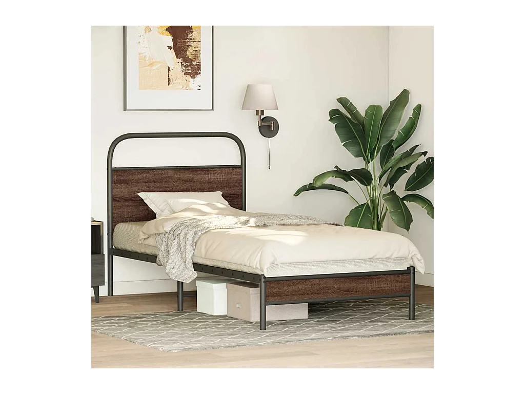 Bettgestell ohne Matratze 90x200 cm Braun Eichen-Optik