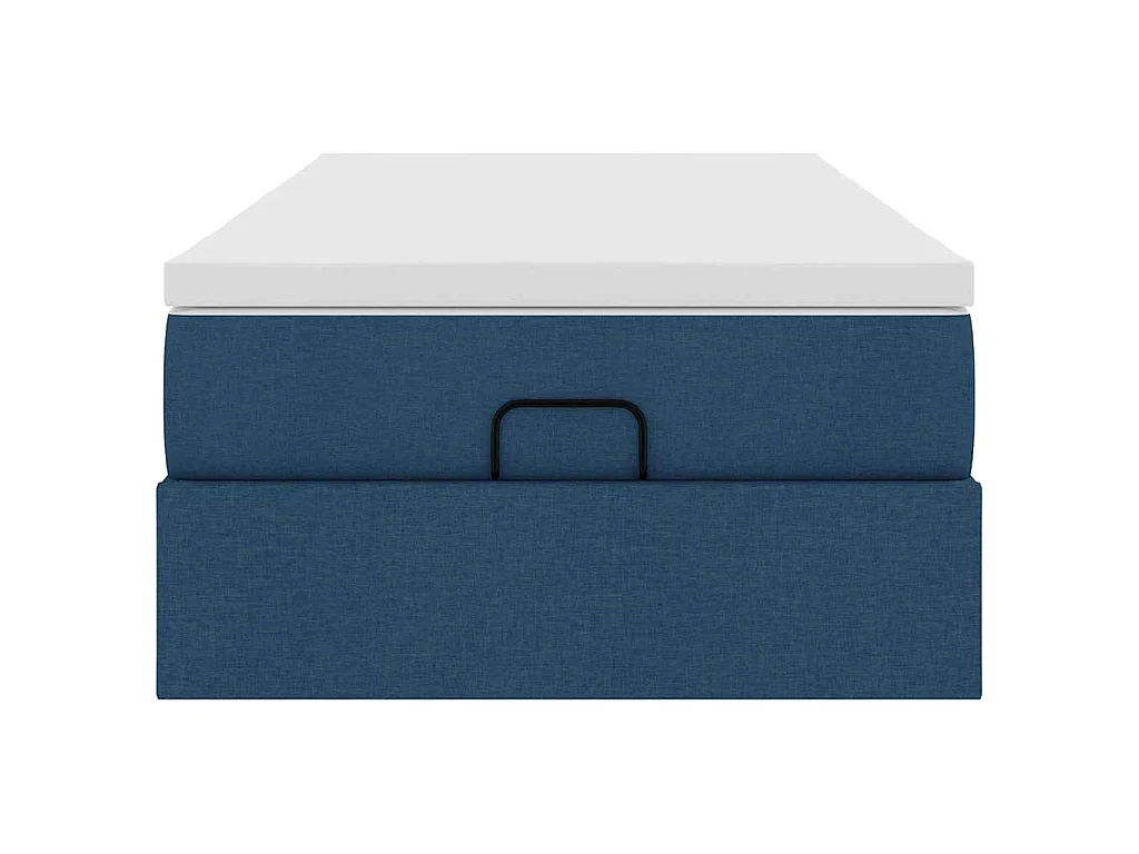 Struttura Letto Pouf con Materasso Blu 90x200 cm in Tessuto