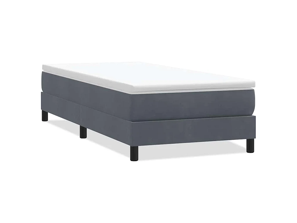 Cama com molas sem colchão 90x220 cm veludo cinzento-escuro