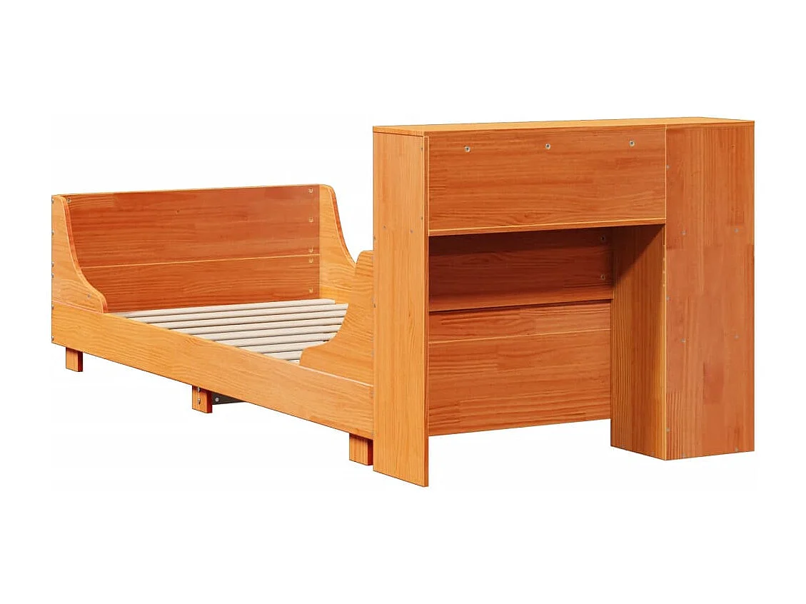 Bedframe zonder matras massief grenenhout wasbruin 100x200 cm