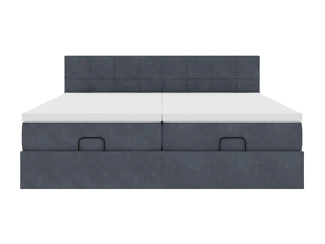 Cadre de lit ottoman avec matelas gris foncé 180x200cm velours
