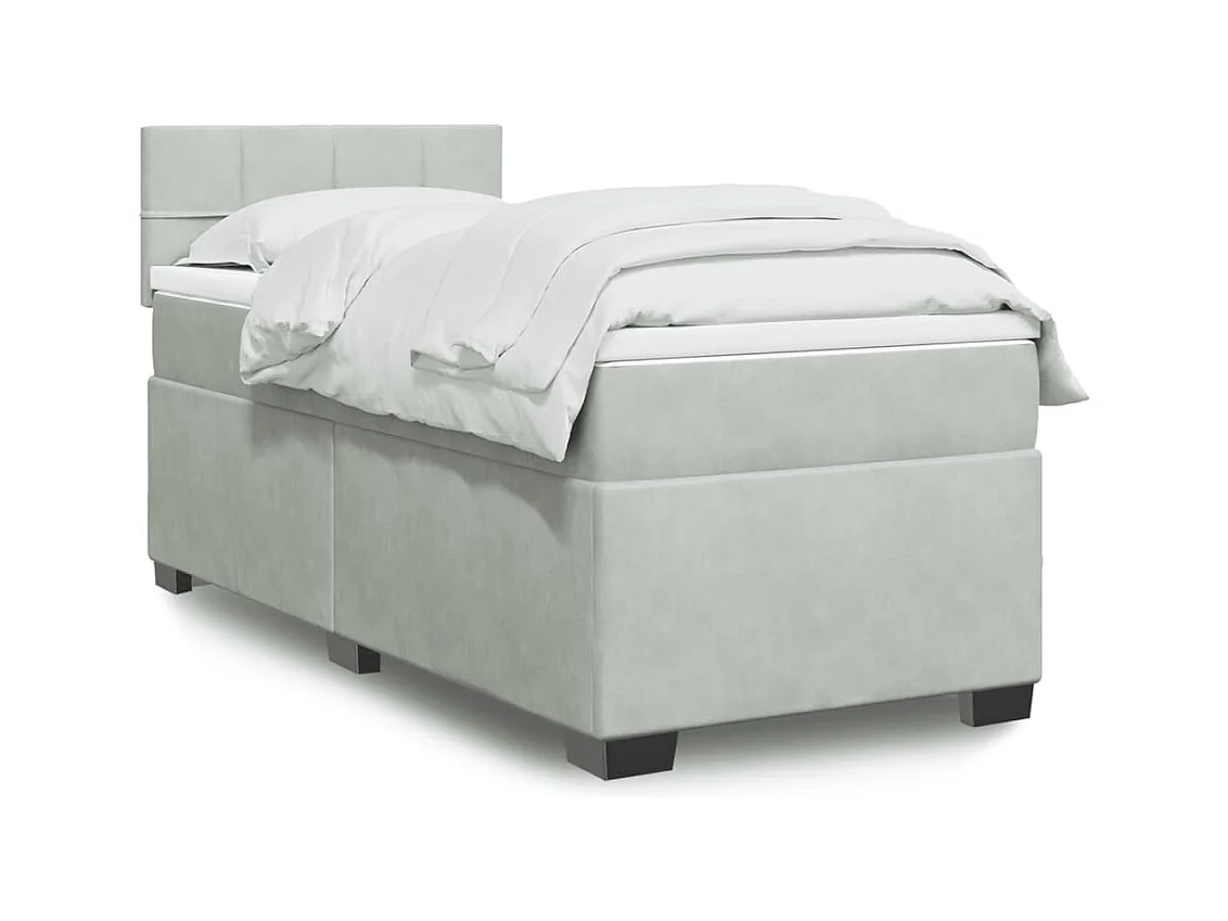 Sommier à lattes de lit et matelas Gris clair 90x200 cm Velours
