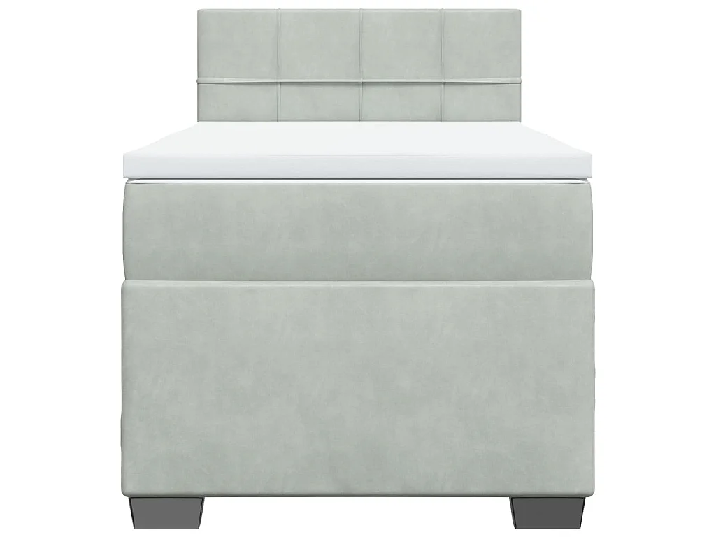 Cama box spring con colchón terciopelo gris claro 90x190 cm