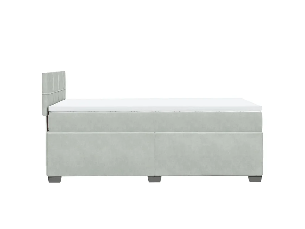 Cama box spring con colchón terciopelo gris claro 90x190 cm