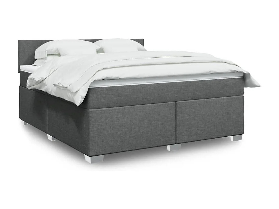 Sommier à lattes de lit avec matelas Gris foncé 180x200cm Tissu