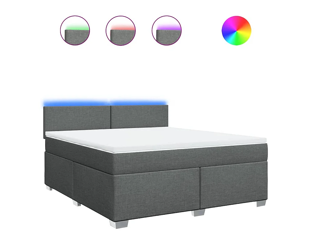 Sommier à lattes de lit avec matelas Gris foncé 180x200cm Tissu