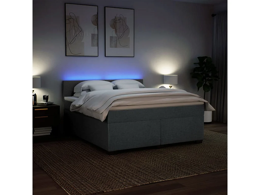 Sommier à lattes de lit avec matelas Gris foncé 180x200cm Tissu