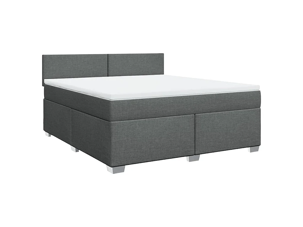 Sommier à lattes de lit avec matelas Gris foncé 180x200cm Tissu