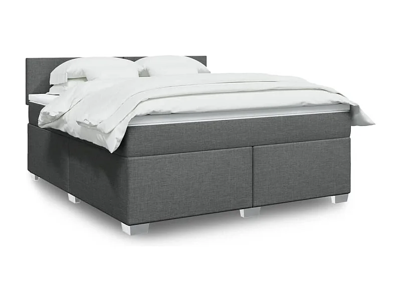 Sommier à lattes de lit avec matelas Gris foncé 180x200cm Tissu