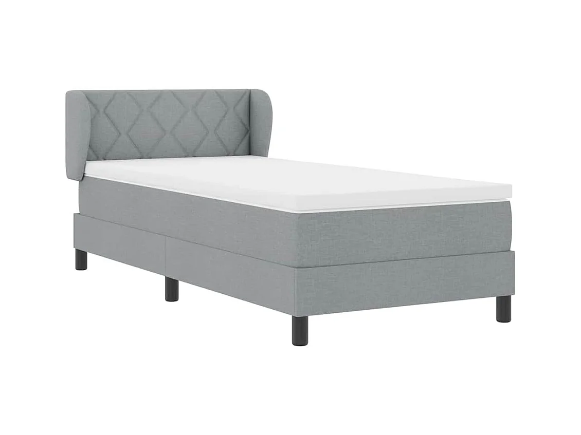 Lit boxspring avec matelas Gris clair 90 x 200 cm tissu
