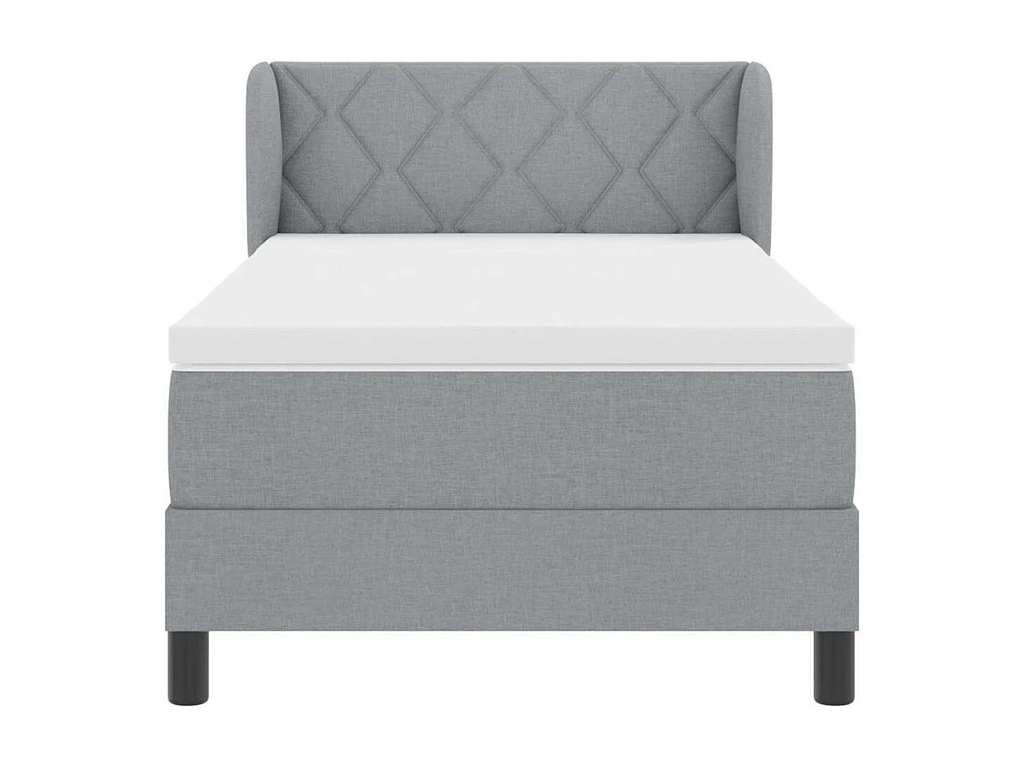 Lit boxspring avec matelas Gris clair 90 x 200 cm tissu