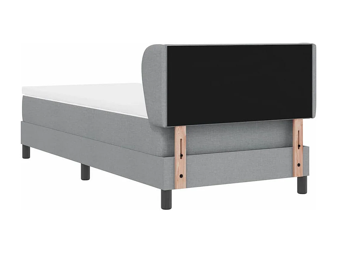 Lit boxspring avec matelas Gris clair 90 x 200 cm tissu