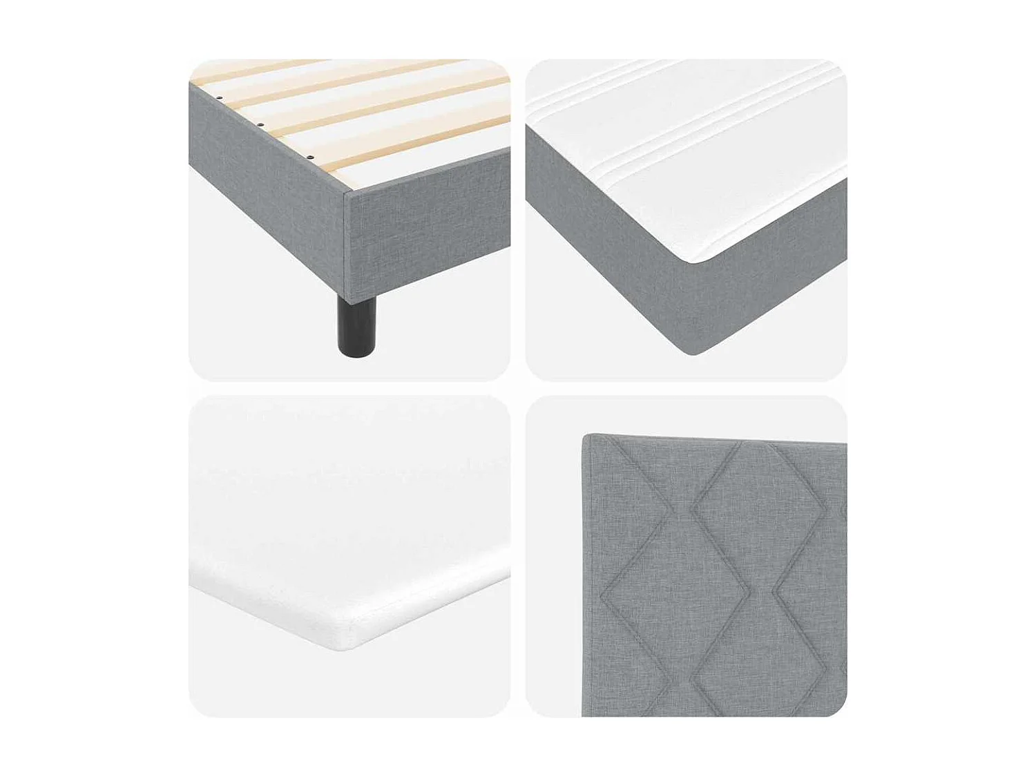 Lit à ressorts avec matelas Gris clair 90 x 200 cm tissu