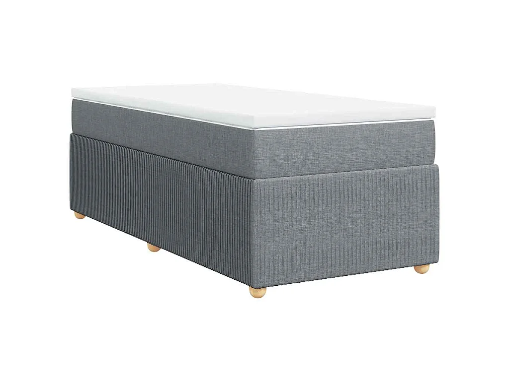 Cama box spring con colchón tela gris claro 100x200 cm