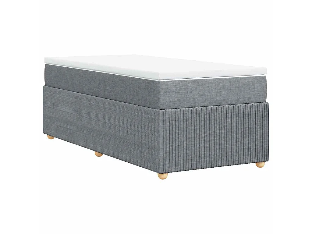 Cama box spring con colchón tela gris claro 100x200 cm