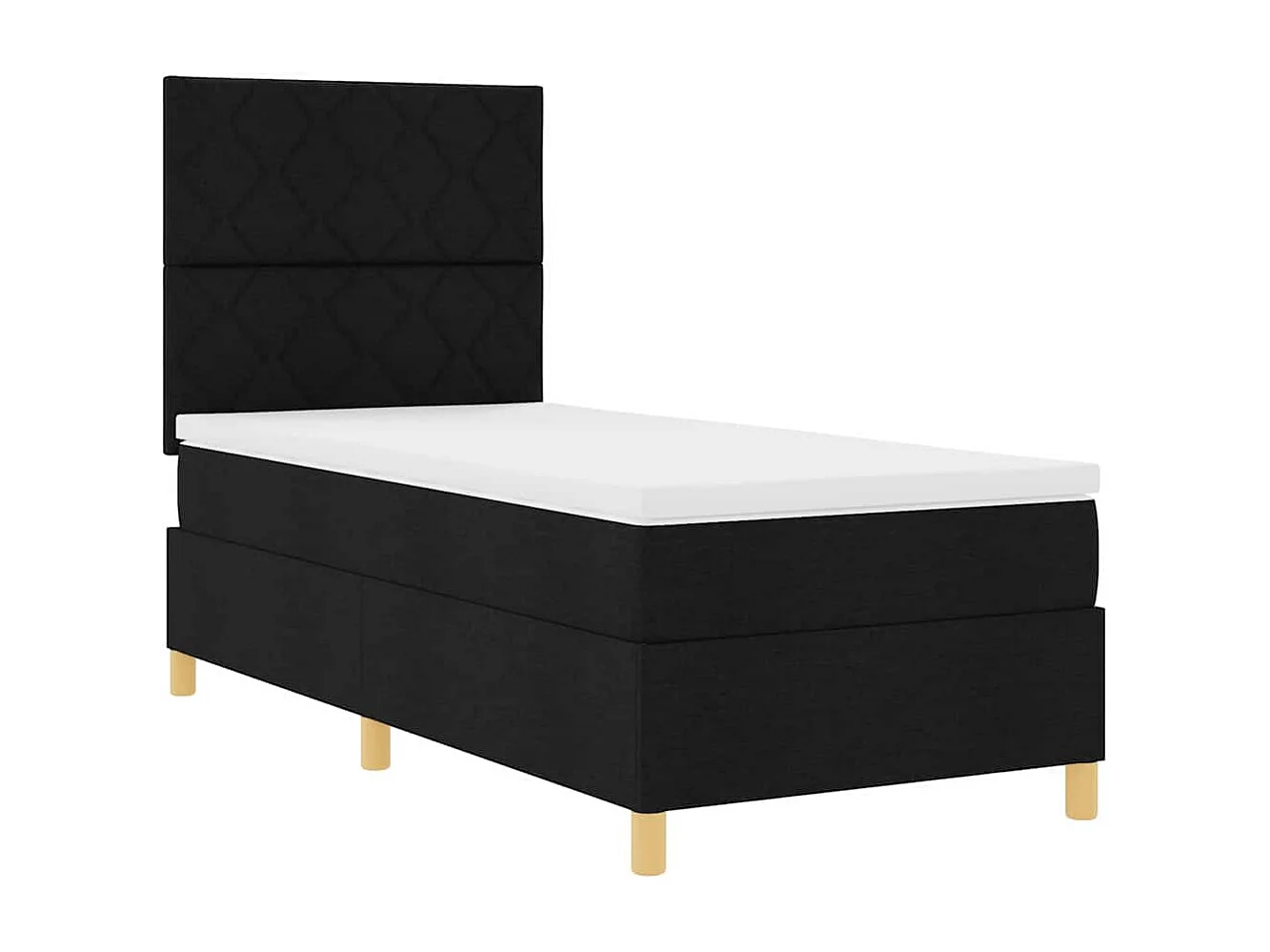 Lit à ressorts avec matelas Noir 90 x 200 cm tissu