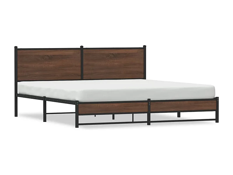 Metallbett ohne Matratze Braun Eichen-Optik 160x200 cm