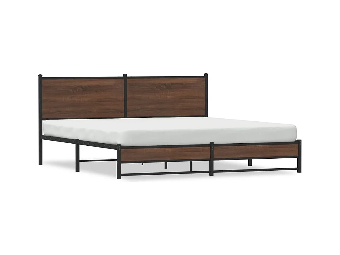 Cadre de lit en métal sans matelas chêne marron 160x200 cm
