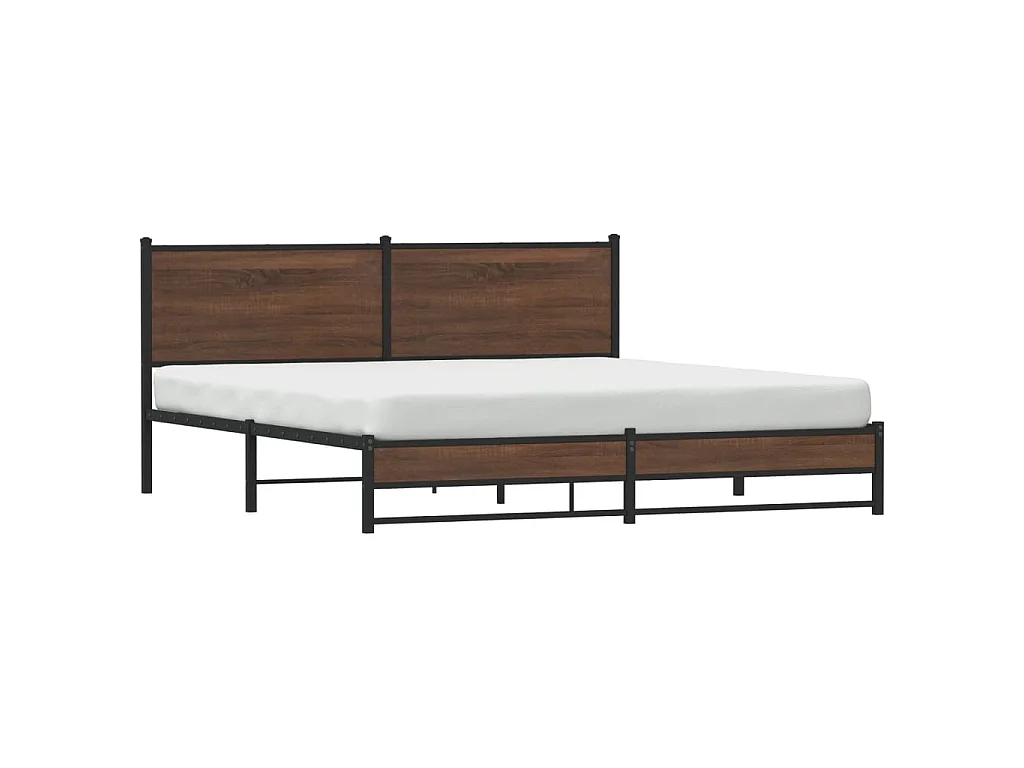 Metallbett ohne Matratze Braun Eichen-Optik 160x200 cm