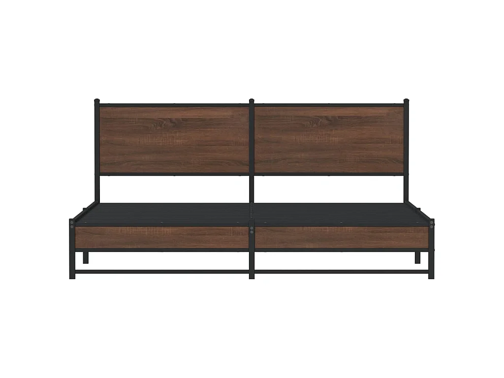 Metallbett ohne Matratze Braun Eichen-Optik 160x200 cm