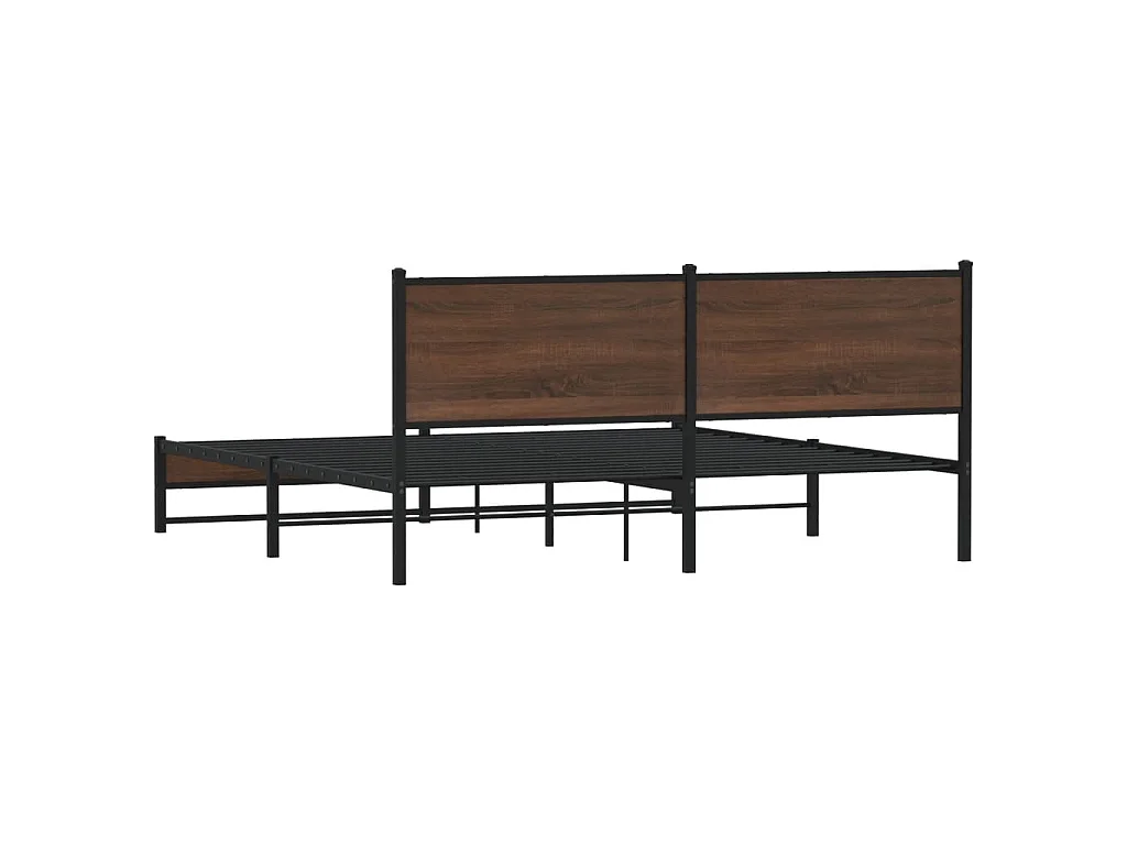 Metallbett ohne Matratze Braun Eichen-Optik 160x200 cm