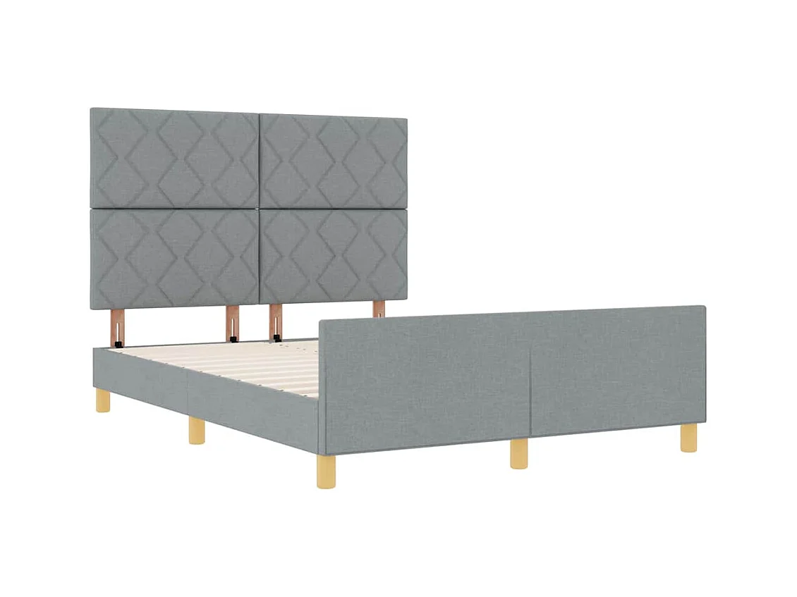 Cadre de lit avec tête de lit Gris clair 140 x 190 cm tissu
