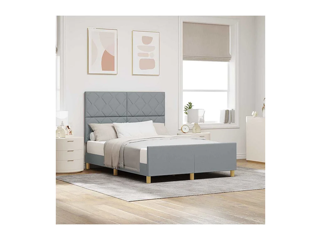 Bedframe met hoofdeinde Lichtgrijs 140 x 190 cm Stof