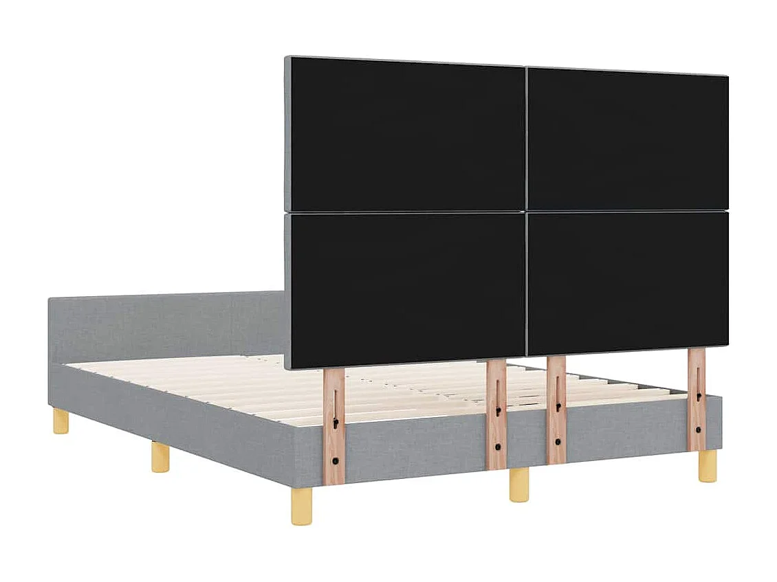 Estructura de cama con cabecera Gris claro 140 x 190 cm tela