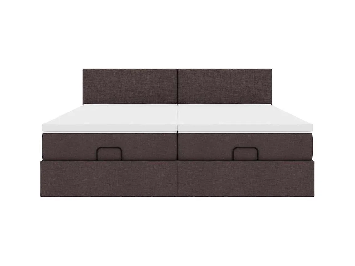 Cadre de lit ottoman avec matelas marron foncé 180x200 cm tissu