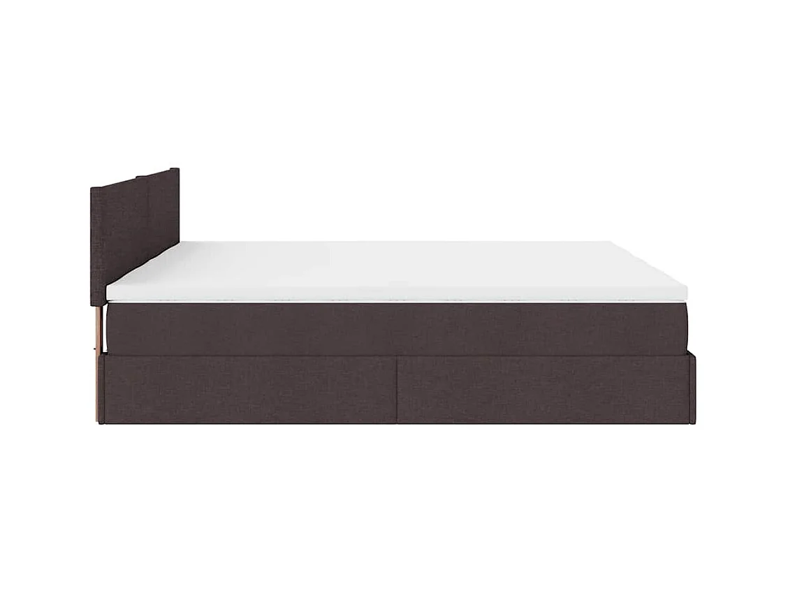 Cadre de lit ottoman avec matelas marron foncé 180x200 cm tissu