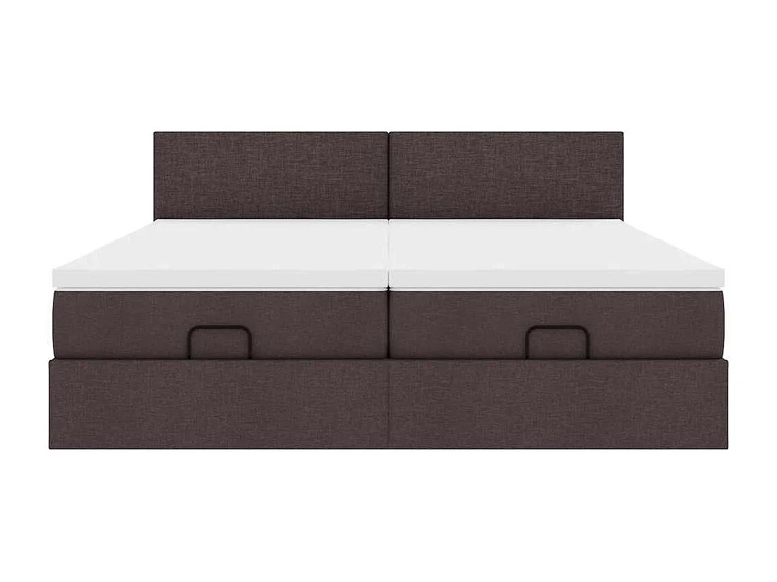 Cadre de lit ottoman avec matelas marron foncé 180x200 cm tissu