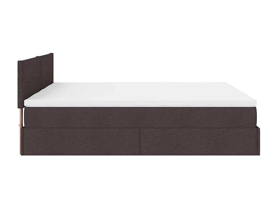 Cadre de lit ottoman avec matelas marron foncé 180x200 cm tissu