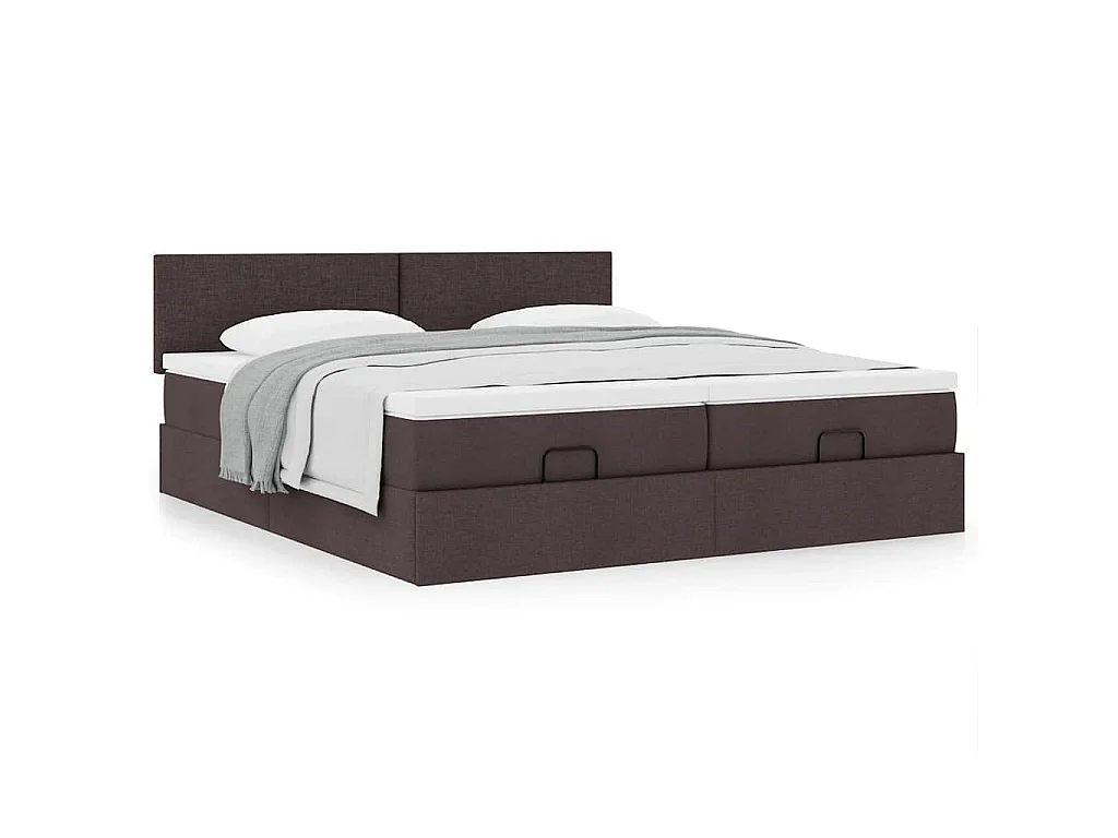 Ottoman-Bett mit Matratzen Dunkelbraun 180x200 cm Stoff