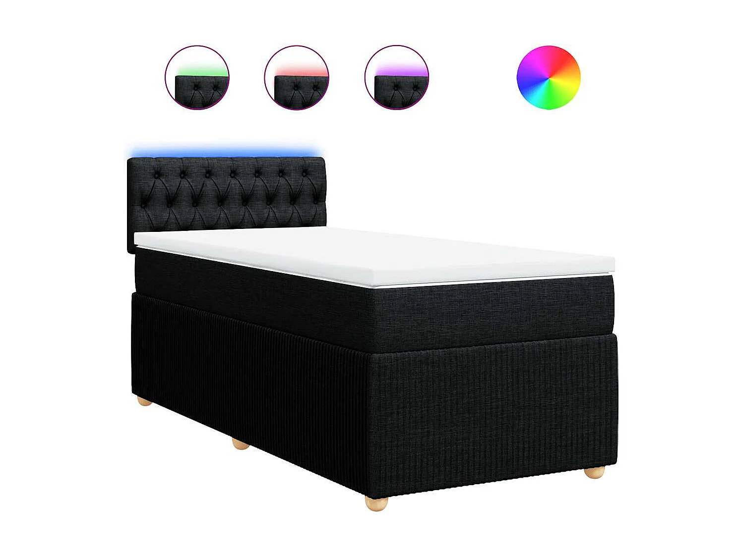 Giroletto a Molle con Materasso Nero 90x190 cm in Tessuto