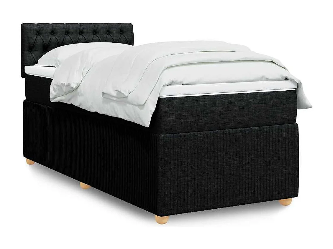 Giroletto a Molle con Materasso Nero 90x190 cm in Tessuto