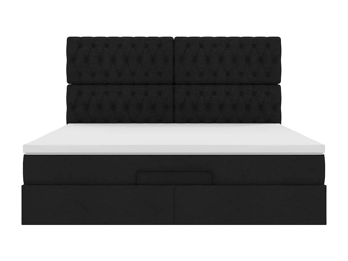Ottoman-Bett mit Matratze & LEDs Schwarz 180x200 cm Stoff