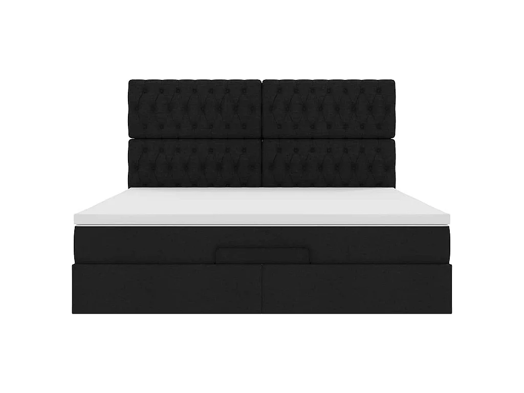 Ottoman-Bett mit Matratze & LEDs Schwarz 180x200 cm Stoff
