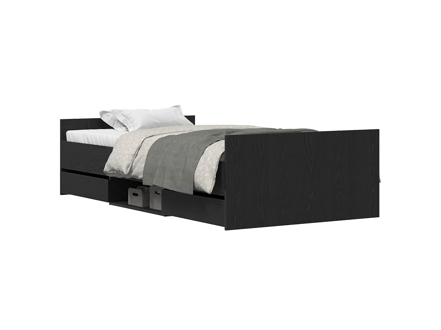 Estrutura da Cama com gaveta Carvalho Preto 203 x 93 x 50 cm