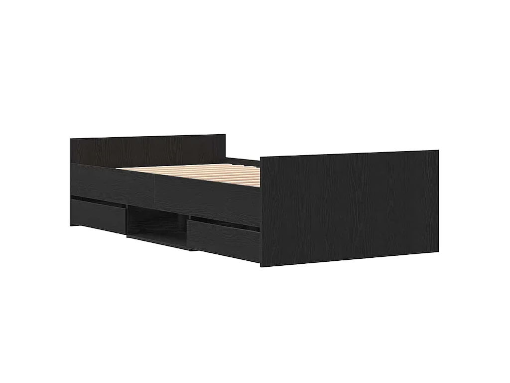 Estrutura da Cama com gaveta Carvalho Preto 203 x 93 x 50 cm