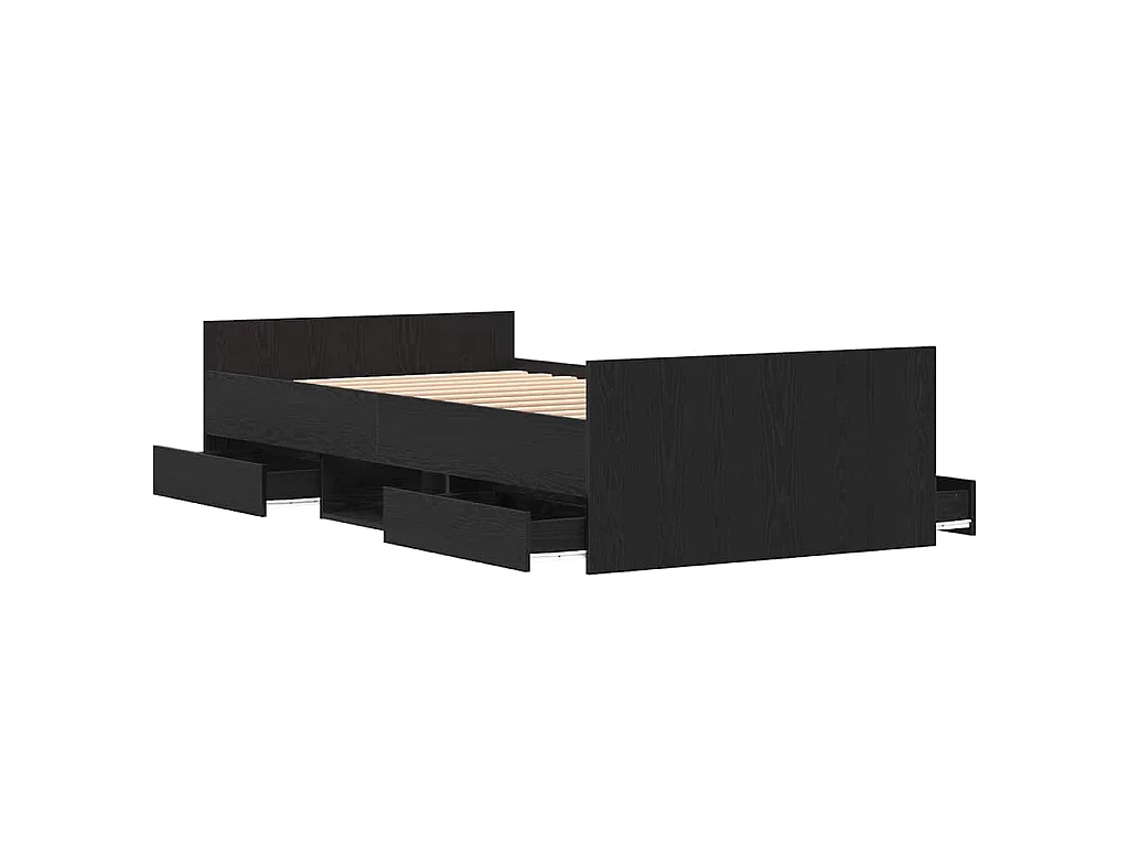 Estrutura da Cama com gaveta Carvalho Preto 203 x 93 x 50 cm