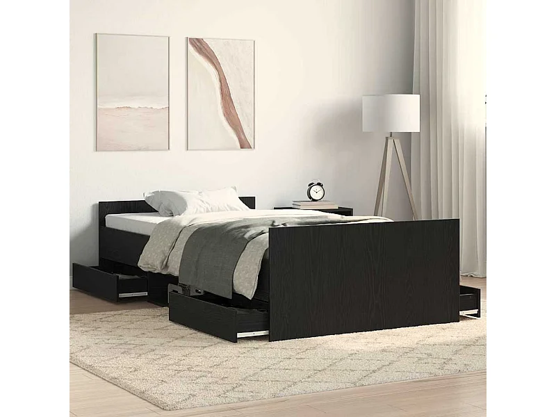 Estrutura da Cama Carvalho preto 90 x 200 cm Madeira processada