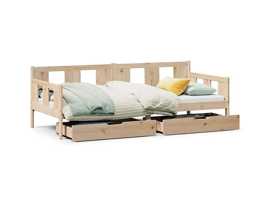 Lit de jour avec tiroirs sans matelas 90x200 cm bois massif