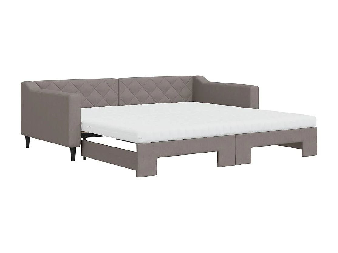Tagesbett Ausziehbar mit Matratzen Taupe 100x200 cm Stoff