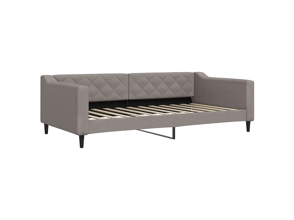Lit de jour avec gigogne et matelas taupe 100x200 cm tissu