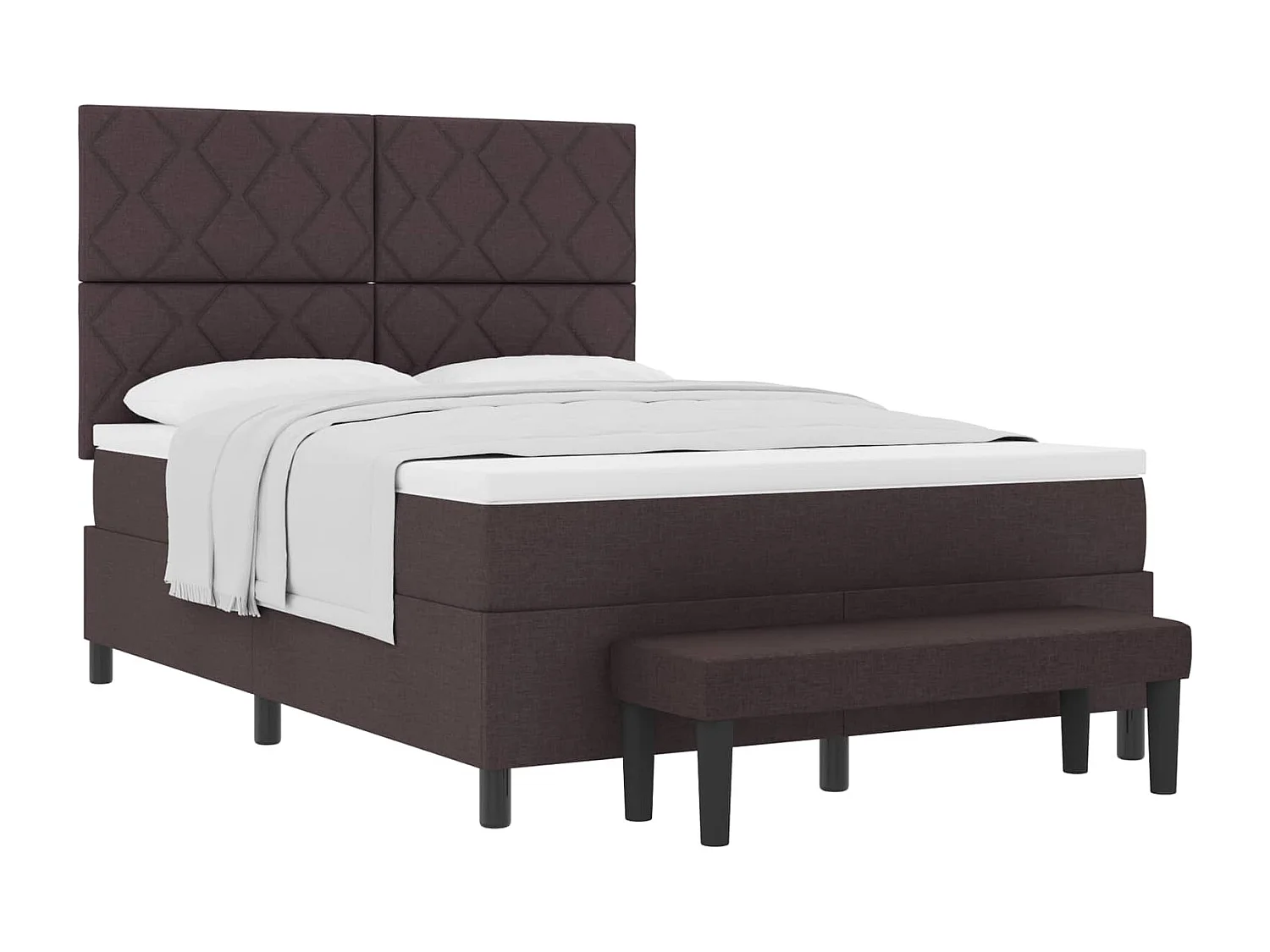 Lit à ressorts avec matelas Marron foncé 140 x 190 cm tissu