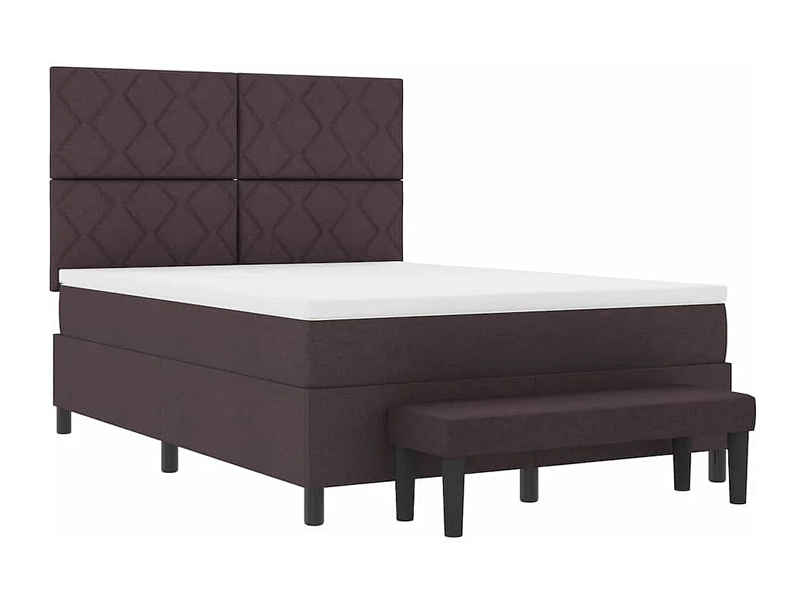Lit à ressorts avec matelas Marron foncé 140 x 190 cm tissu